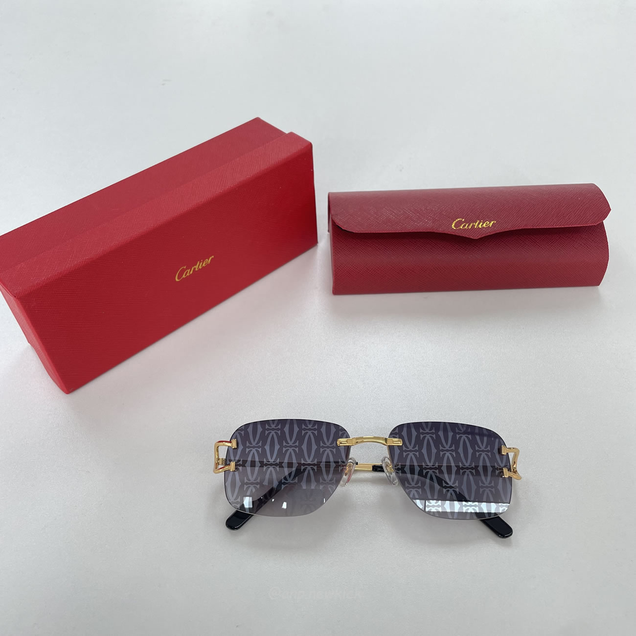 Cartier Eyewear Rimless Rectangle Frame Sunglasses (8) - newkick.cc